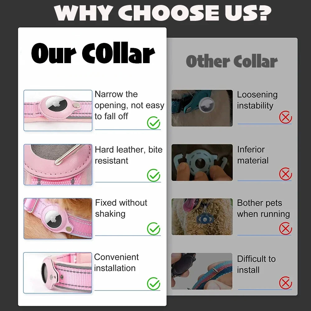 Airtags Holder Protection,Reflective Dog Collars with Neoprene Padding