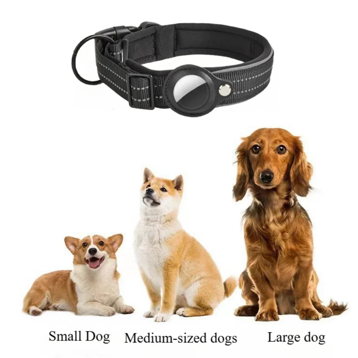 Dog Collars AirTag Holder Case Adjustable Pet Collar for Small Medium Large Dogs