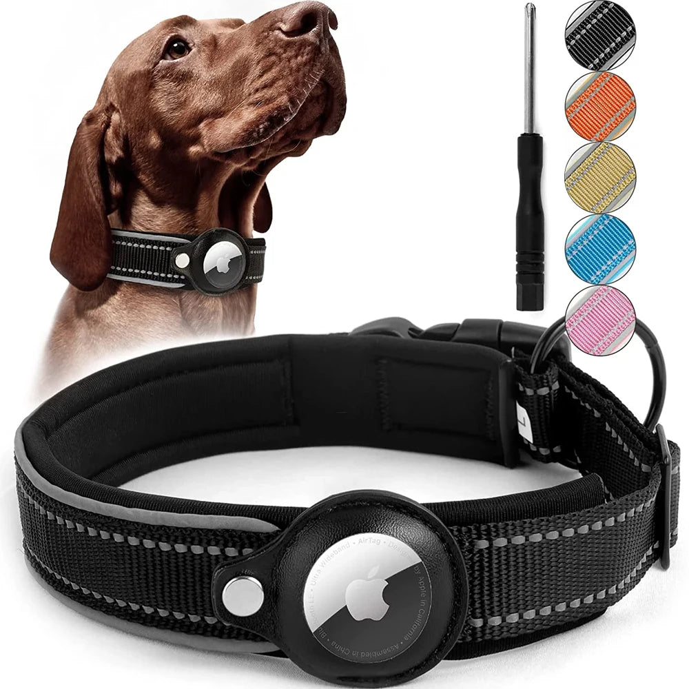 Airtags Holder Protection,Reflective Dog Collars with Neoprene Padding