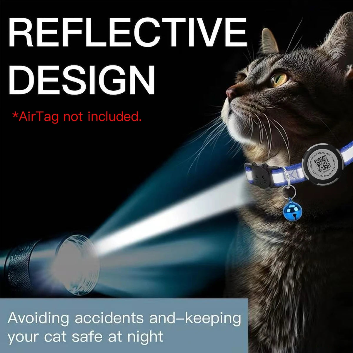AirTag Cat Collar with Air tag Holder & Pet Name QR Code  Protection
