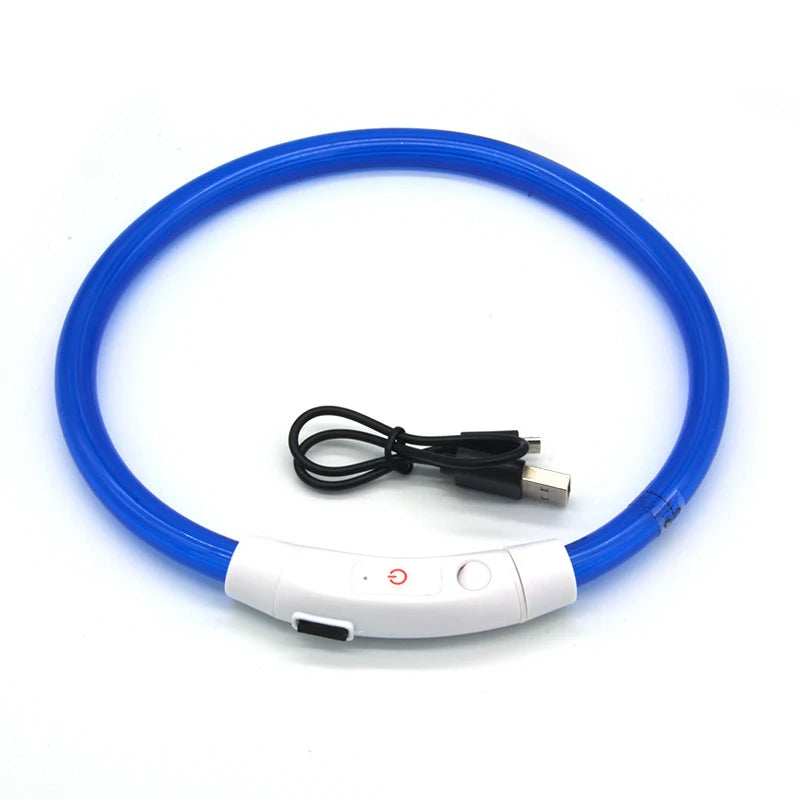 USB Rechargeable LED Fiber Optic Collar for Pets Luminous Anti-Lost Dog Accessory Outdoor Light Collar