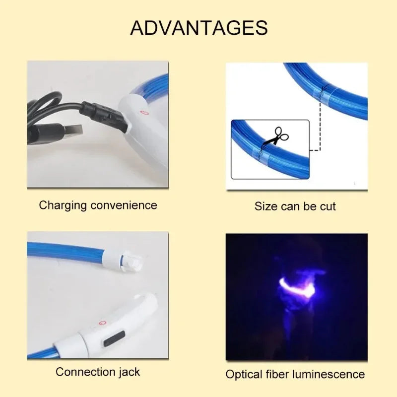 Pet Collar Luminous Usb Cat Dog Collar 3 Modes Led Light Glowing Loss Prevention Led Collar For Dogs Pet Dog Accessories