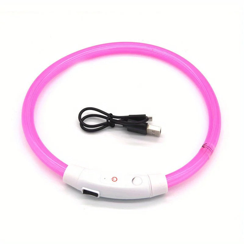LED  Pet Collar with USB Rechargeable Safety Light for Dogs & Cats - Adjustable Safety,USB Charging Collar, 3 Light Modes (Vibra