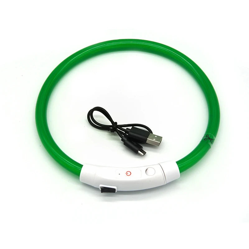 USB Rechargeable LED Fiber Optic Collar for Pets Luminous Anti-Lost Dog Accessory Outdoor Light Collar