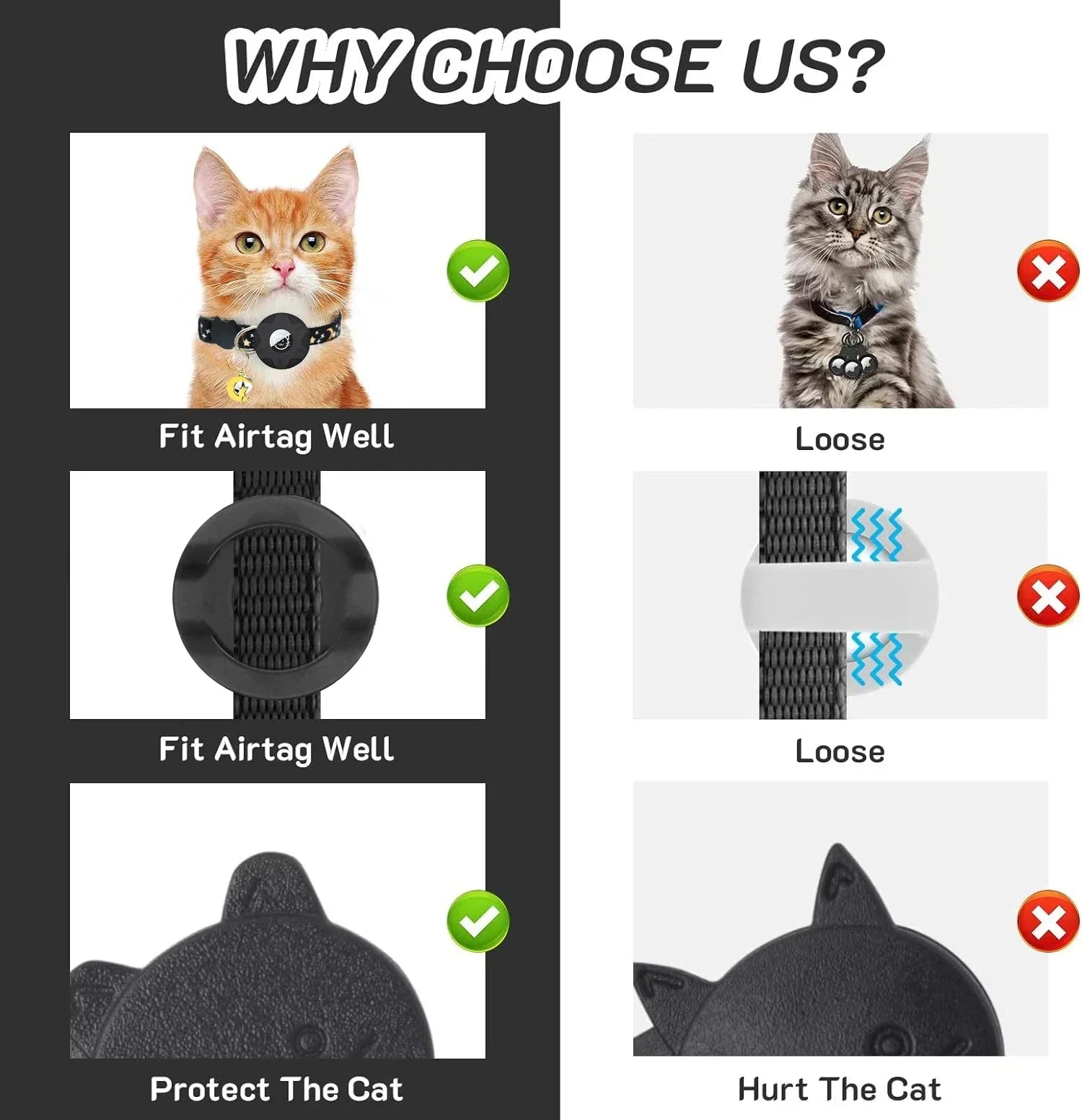 (NO Airtag) Airtag Pet collar protective case,bell,