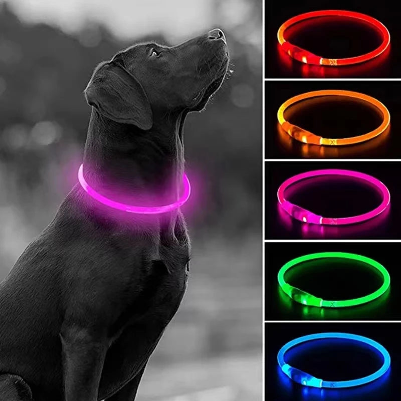 Led Dog Collar Luminous USB Glowing Cat Dog Collar 3 Modes Led Light Detachable Adjustable LED Collar Luminous Collar Anti-lost