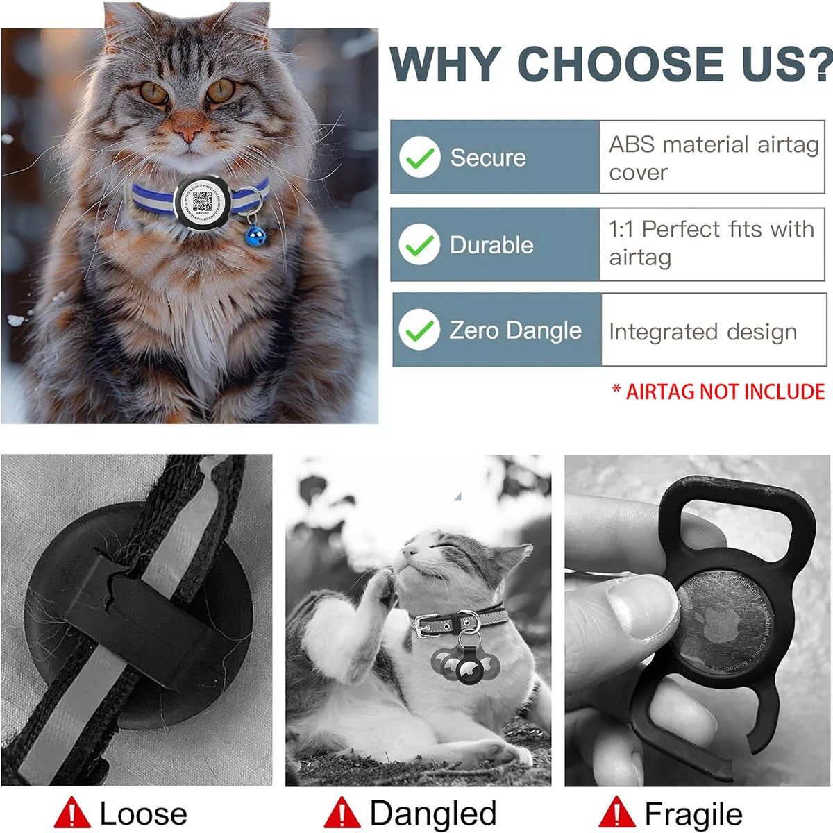 Air Tag Pet Collar with Airtag Holder（No Airtag）