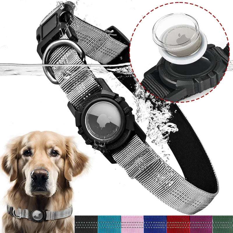 Airtag Dog Collar with Waterproof AirTag Case,  Adjustable for Large Dogs
