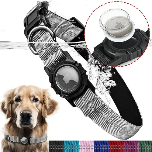 Airtag Dog Collar with Waterproof AirTag Case,  Adjustable for Large Dogs