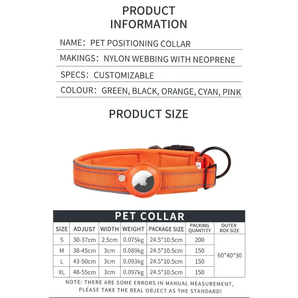 Dog Collars AirTag Holder Case Adjustable Pet Collar for Small Medium Large Dogs