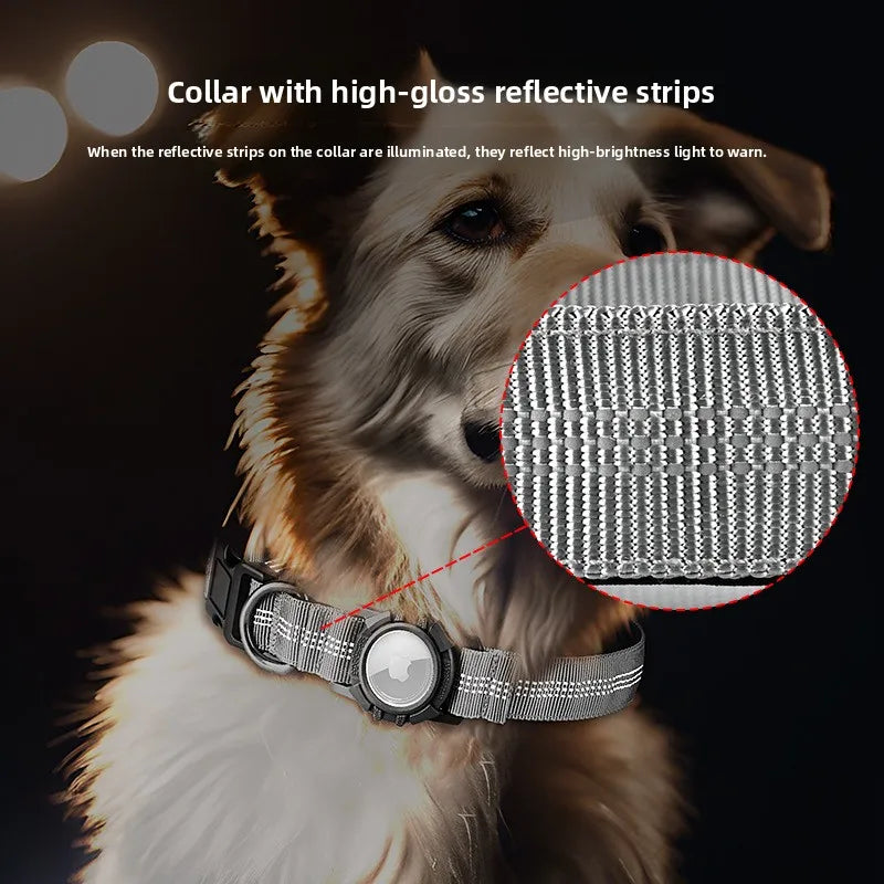 Airtag Dog Collar with Waterproof AirTag Case,  Adjustable for Large Dogs
