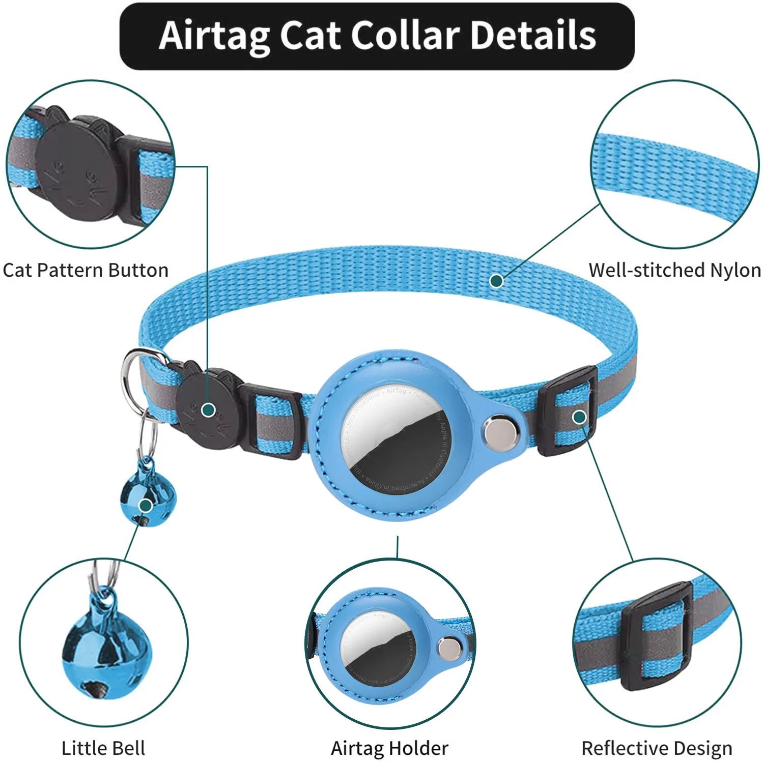 Airtag Case Collar for Cat with Protective Case  Reflective