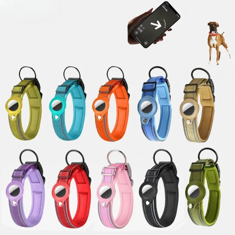 Dog Collars AirTag Holder Case Adjustable Pet Collar for Small Medium Large Dogs